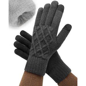 ⚡Women Grey Winter Warm Touchscreen Texting Knit Thermal Wool Lining Gloves